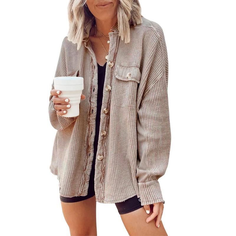 Waffle Knit Button Down