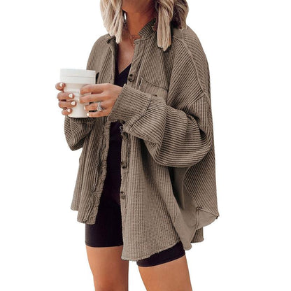 Waffle Knit Button Down