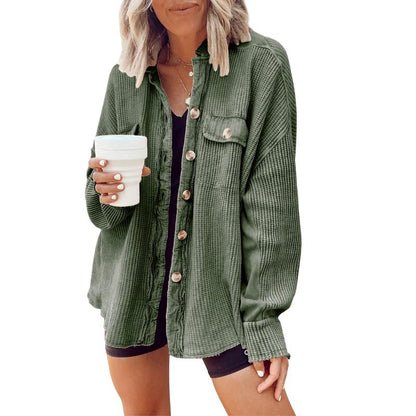 Waffle Knit Button Down