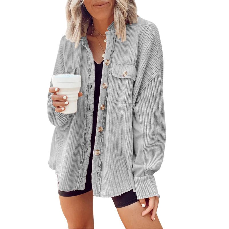 Waffle Knit Button Down