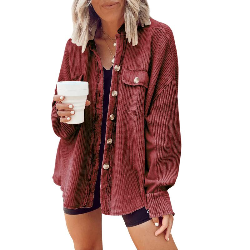 Waffle Knit Button Down