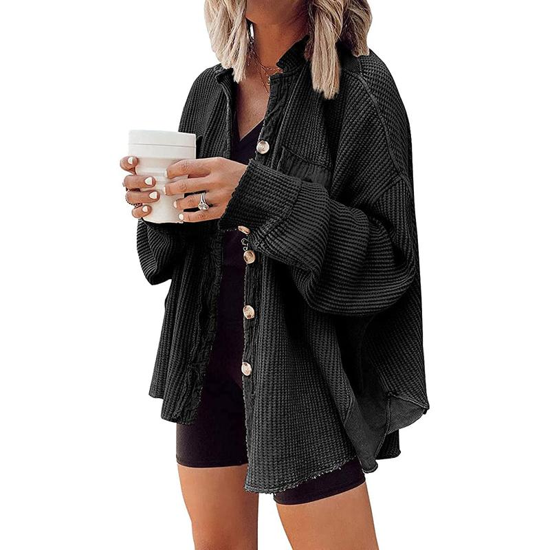 Waffle Knit Button Down